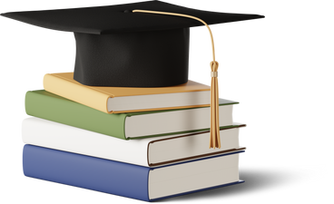 3d-business-graduation-cap-lying-on-pile-of-books