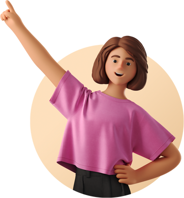 3d-business-joyful-woman-pointing-diagonally