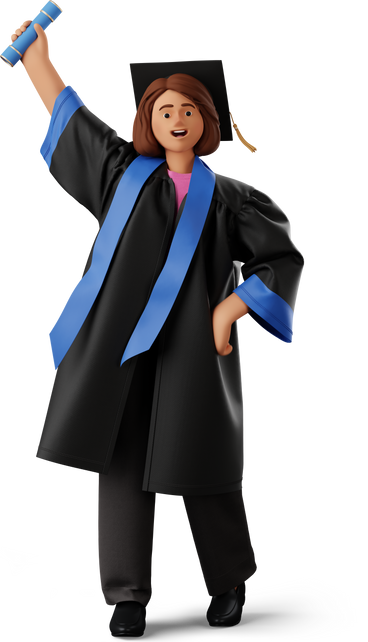 3d-business-graduated-student-showing-her-diploma